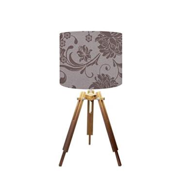 Imagem de Abajur Mesa Tripé Madeira 60cm Cores Florais - Md1001 Cúpula Ø30