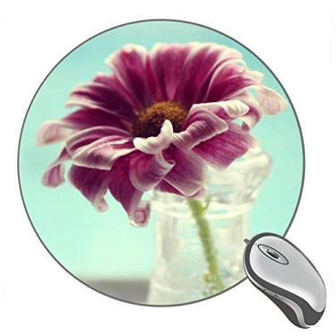 Imagem de Mouse pad macro redondo com vaso de pétalas de flores, mouse pads personalizados para jogos