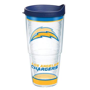 Imagem de Tervis Copo isolado feito nos EUA com parede dupla NFL Los Angeles Chargers mantém as bebidas frias e quentes, 700 ml, tradicional