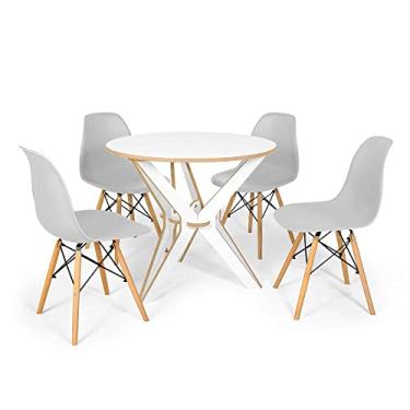 Imagem de Conjunto Mesa de Jantar Encaixe Itália 90cm com 4 Cadeiras Eames Eiffel - Cinza