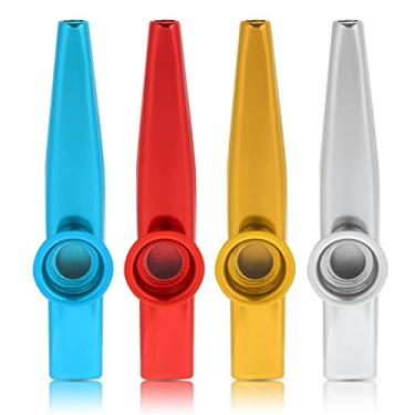 Imagem de Eujgoov Kazoo, instrumento musical de boca de flauta de alumínio azul vermelho dourado prata 4 cores disponíveis (ouro)