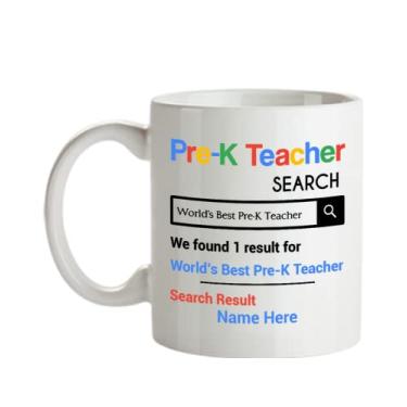 Imagem de Caneca de professor pré-K personalizada - Presentes pré-K para professores - Caneca de café de 325 ml - Personalizada com seu nome do professor pré-escolar
