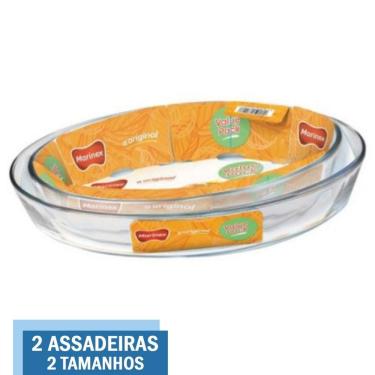Imagem de Kit 2 Assadeiras Travessa Vai ao Forno Vidro 3,2L 4L Marinex