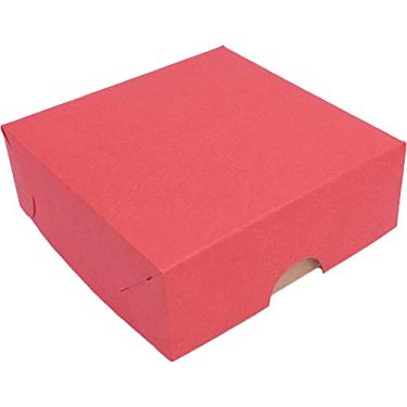 Imagem de 50 Caixas de papel kraft tampa vermelha, tamanho 8x8cm, ideal para doces, brigadeiros gourmet, trufas, lembrancinhas, sa