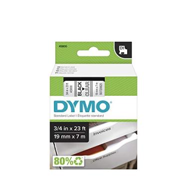 Imagem de Dymo D1 Fita de Etiquetas de Poliéster, Preto/Transparente, 19 mm x 7 m