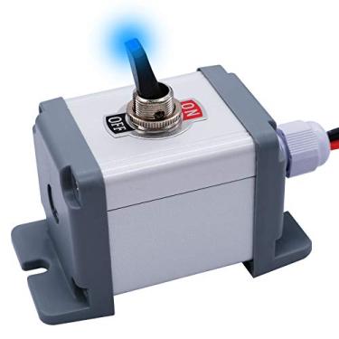 Imagem de mxuteuk 12V 30A Light Up Toggle Switch Box Estação De Metal Selada Com Fio, Led Light Lighted Toggle Switch Spst Ligado desligado2 Posições 3 Pinos Para Carro Caminhão Barco Atv Jh-Asw-07D-2-Bu Azul