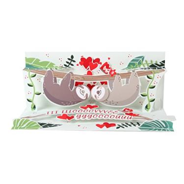 Imagem de Up With Paper Cartão de felicitações panorâmicas pop-up - Preguiça Looooove, multicolorido (modelo: 048641355318)