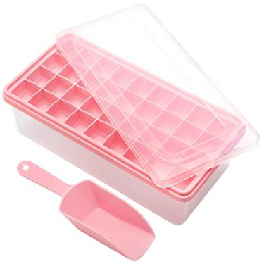 Imagem de Bandeja de silicone para cubos de gelo com tampa à prova de vazamento e caixa de armazenamento para freezer – 36 peças sem BPA, capa resistente a derramamentos e tampa de recipiente de colher de gelo