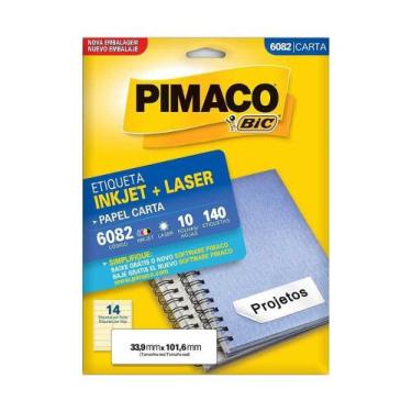 Imagem de Etiqueta Pimaco P/ Impressão 6082 Ink-Jet Laser Carta C/ 140 Etiquetas