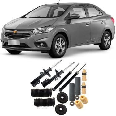 Imagem de 04 Amortecedores + 04 Kits Batentes Chevrolet Prisma 2013 Até 2019 DianteiroTraseiro