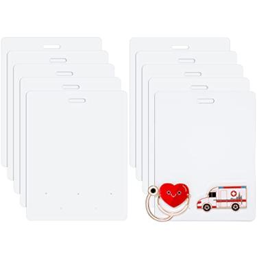 Imagem de 10 peças de suporte de broche de amigo para alfinetes de enfermagem em branco horizontal crachá etiquetas de amigo suporte de pino branco para enfermeira, médico, estudante, cartão de identificação de alfinetes médicos