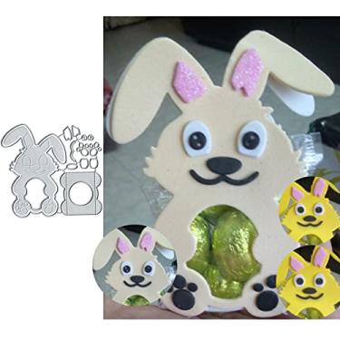 Imagem de Coelho da Páscoa Cortes de Corte de Metal, Coelho da Páscoa Estênceis em Relevo DIY Artesanato Cartões de Corte Cortes para DIY Gravação de Cartão Fazendo Foto Decorativa Matrizes de Papel Scrapbooking