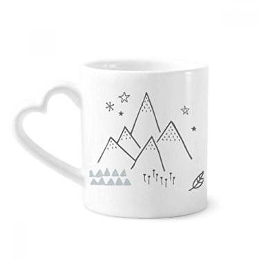 Imagem de Caneca com estampa de folhas montanha grama estrela café cerâmica copo de coração de vidro