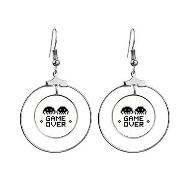 Imagem de Brincos Game Over Little Monster Pixel com pingente de argola, Metal, Na