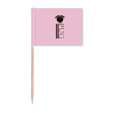 Imagem de Pug Chin Animal Art Deco Presente Fashion Palito Bandeiras Marcador Decoração de Festa