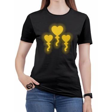 Imagem de Camiseta Dia Dos Namorados Plus Size Feminina Dourado Blusa - Alemark