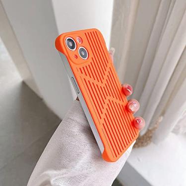 Imagem de Capa rígida ultrafina de malha de dissipação de calor para iPhone 11 13 14 Pro Max 12 Pro max Capa traseira respirável e oca fosca, laranja, para iPhone 12Pro Max