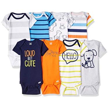Imagem de Macacões para bebês meninos da marca Onesies, pacote com 8 unidades de manga curta, misturas e combinações, cães fofos e altos, 6 a 9 meses
