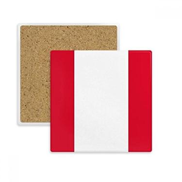 Imagem de Bandeira nacional do Peru América do Sul Country Quadrado porta-copos Caneca Suporte subplaca Pedra de isolamento