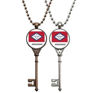 Imagem de OFFbb-USA Bandeira do Estado Americana Contorno do Arkansas Chaveiro Pingente Joias Decoração de Casal