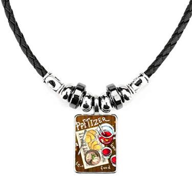 Imagem de DIYthinker Colar aperitivo limonada bife França joia Torque pingente de corda de couro