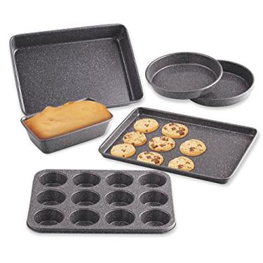 Imagem de Conjunto de panelas antiaderentes Cook N Home, 6 peças, calibre pesado, bolo, bolo, muffin, loaf, preto