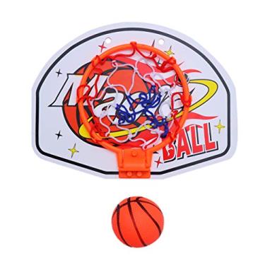 Imagem de NUOBESTY Conjunto de cesta de basquete infantil para esportes em ambientes internos, conjunto de brinquedo de basquete de montagem na parede, inclui rede de bola de bastidor