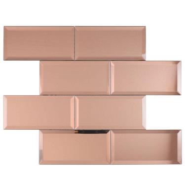 Imagem de Pastilha Vidro Refletivo 37,6x30,5cm Mirror Brick Glass Mosaic Champagne