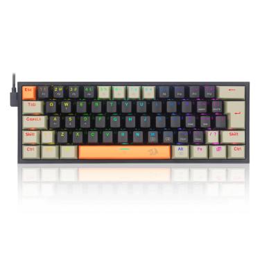 Imagem de TECLADO MECANICO GAMER FIZZ RGB SWITCH BROWN REDRAGON K617-RGB-OG&amp;BK&amp;GY
