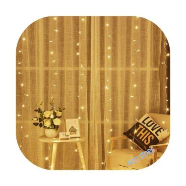 Imagem de Cortina 300 Led 3,0m x 2,0m Branco Frio Quente Colorido Decor Festa Casa Natal