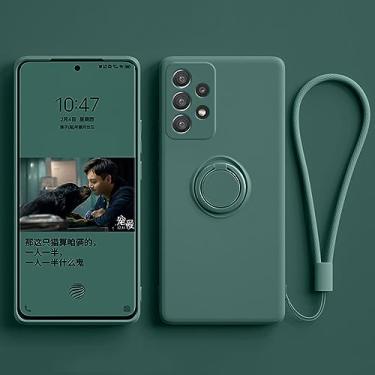 Imagem de Capa para Samsung Galaxy A53 5G A33 A23 A13 4G Original Silicone Líquido Anel Magnético Capa para Samsung A04S A14 5G A34 5G A54, Verde Escuro, Para A04S