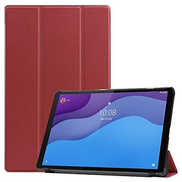 Imagem de Capa protetora para tablet Para a guia Lenovo. M10 HD (2ª Gen) 10.1 2020 Tb- (x306f) Estar comprimido de caixa de comprimido PC Difícil Coverwith Trifold & Auto Wakesleep (Color : Wine red)