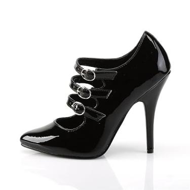 Imagem de PROMI Salto alto 13 cm preto bico fino fivela cinto sapatos femininos-preto||39