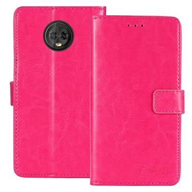 Imagem de TienJueShi Capa protetora protetora de couro premium retrô para Motorola Moto E4 5 polegadas capa TPU silicone Etui carteira rosa