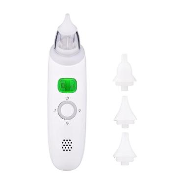 Imagem de Aspirador nasal elétrico para bebês Limpador automático de sucção de nariz para bebês 3 níveis de sucção Bateria embutida de baixo ruído com música leve e calmante 3 peças de pontas de sucção de sil