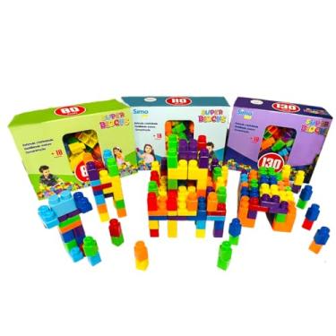 Imagem de Blocos de Montar Infantil Mais Blocos 130 peças Grandes Crianças 18 meses 2 anos 3 anos