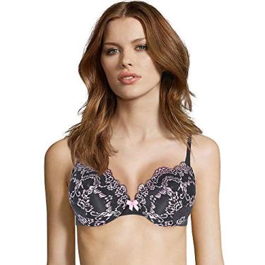 Imagem de Maidenform Sutiã feminino com aro, Love the Lift Suavizante Lace Demi, sutiã push-up para mulheres, Fumê crescente/pêssego suave, 40C