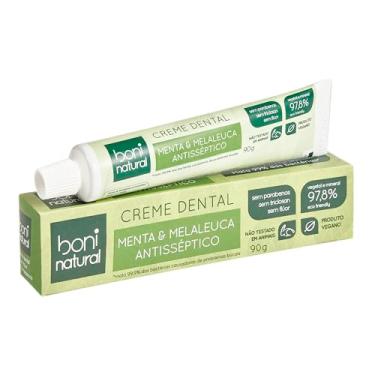 Imagem de Creme Dental com óleos naturais de Menta e Melaleuca Vegano e Natural, Sem Flúor, Sem Triclosan, Boni Natural, Branco
