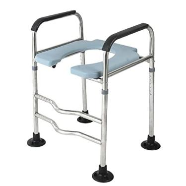 Imagem de Assento de vaso sanitário elevado, estrutura de segurança de vaso sanitário de altura ajustável com braços, cadeira de cômoda portátil para idosos, moldura de banheiro para banheiros padrão e