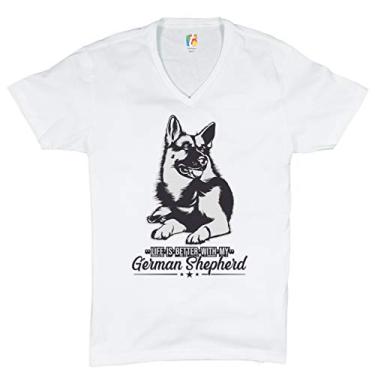 Imagem de Camiseta Life is Better with My German Shepherd gola V para amantes de cães, Branco, XXG