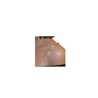 Imagem de 1 par de sutiã ajustável de strass de luxo alças de ombro de cristal roupa íntima corrente de strass lingerie alça ombro vestido de noiva sutiã corrente de ombro para mulheres acessórios de vestido joias, Metal, Liga metálica.