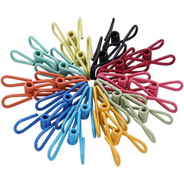 Imagem de Clipes utilitários multiuso, cores sortidas com revestimento de PVC de 5 cm, clipes de arame de aço, tecido, clipe de junção, clipe de vedação, escritório para uso doméstico (30 peças)