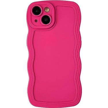 Imagem de anccer Capa compatível com iPhone 15 Ultra - Linda capa protetora Kawaii, ondulada, ondulada, de silicone macio, à prova de choque, vermelho rosa