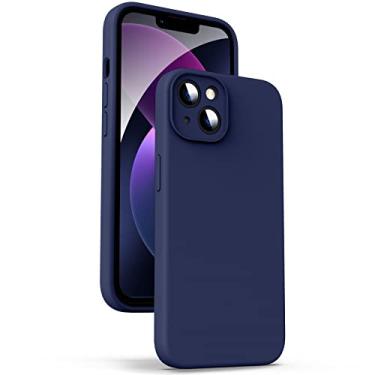 Imagem de Supdeal Capa de silicone líquido para iPhone 13, [proteção da câmera] [antiimpressões digitais] [carregamento sem fio] capa protetora de 4 camadas para celular, capa de microfibra embutida, 6,1 polegadas, azul marinho