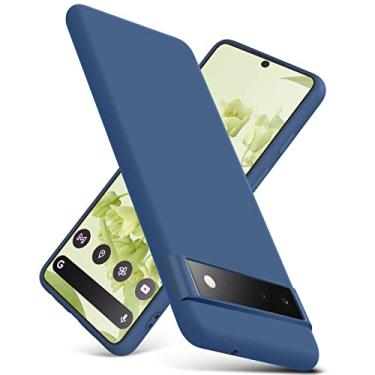 Imagem de YSLBWLE Capa compatível com Google Pixel 6, capa fina de silicone líquido, à prova de choque, capa de telefone fina para Google Pixel 6, capa protetora de câmera de corpo inteiro - azul 4-Pixel6-02