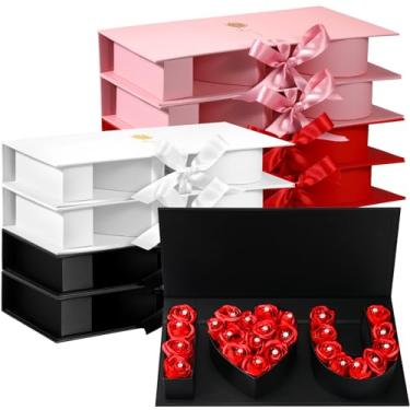 Imagem de Ireer 8 peças Caixa de presente vazia para Dia dos Namorados I Love You, caixa de presente grande com letra I Heart U com fita para Natal, mãe, casamento, noiva, embalagem de chocolate rosa (vermelho,