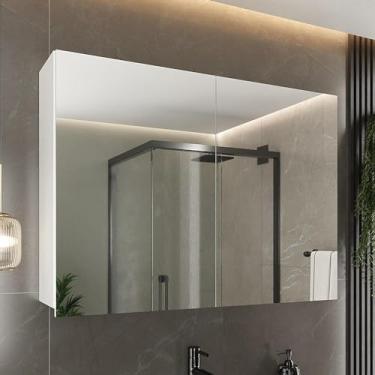 Imagem de Espelheira para Banheiro 2 Portas 2 Prateleiras Malbec Móveis Bosi