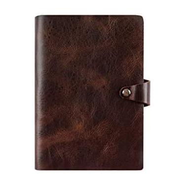 Imagem de Diário de couro recarregável notebook 6 anel pasta espiral diário livro a5 blocos de notas de negócios para planejador de viagem, brownb