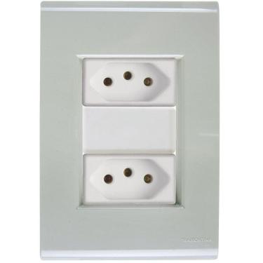 Imagem de Cj Duas Tomadas Dupla 20a Liz Verde Ardósia Tramontina Completo Pronto Tramontina