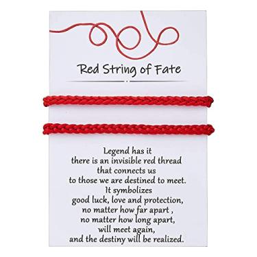 Imagem de Desimtion Pulseiras para casais Red String of Fate Pulseiras combinando para casais presentes para ele e ela, presentes de relacionamento de longa distância para namorado ou namorada, 5.9 Inch, Cordão